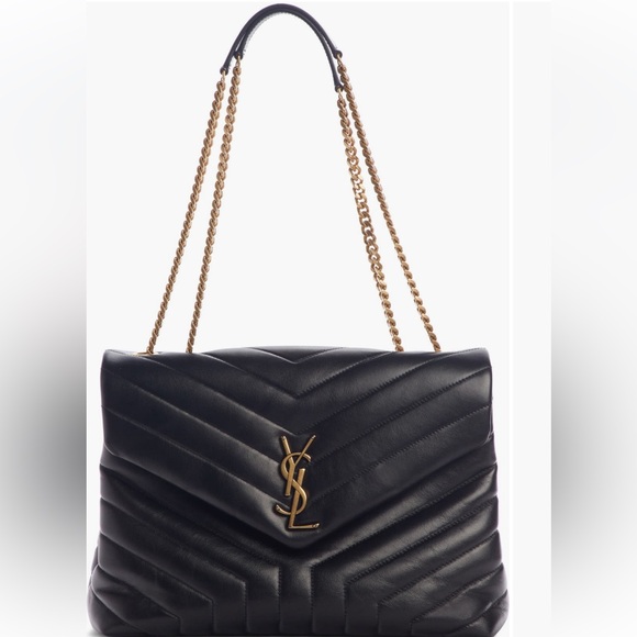 YVES SAINT LAURENT YSL LOULOU MEDIUM MATELASSE BLACK AND GOLD BAG EUC!!!! - Picture 3 of 17